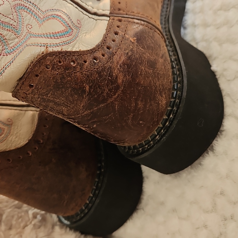 Womens Justin Gypsy Brown and Cream Western Boots Size 6.5B - Picture 5 of 15